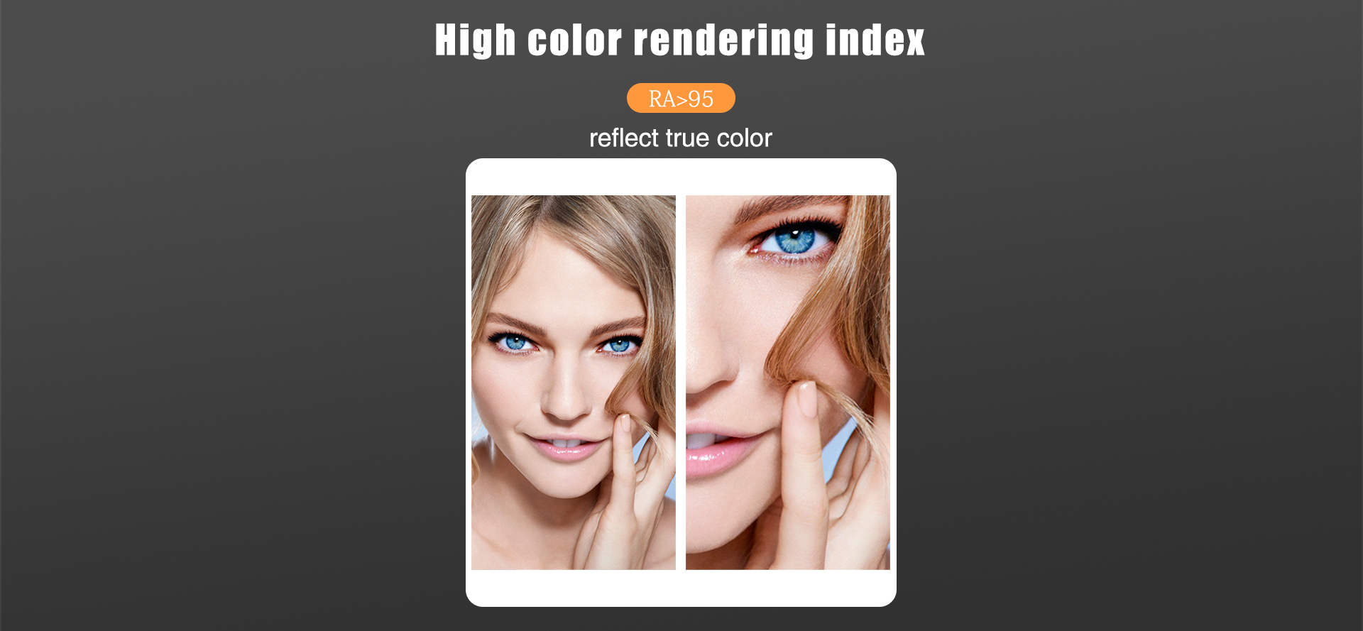 LUXCEO V01 LED fill light with CRI>95, showcases the difference between a light with a lower CRI and the V01.