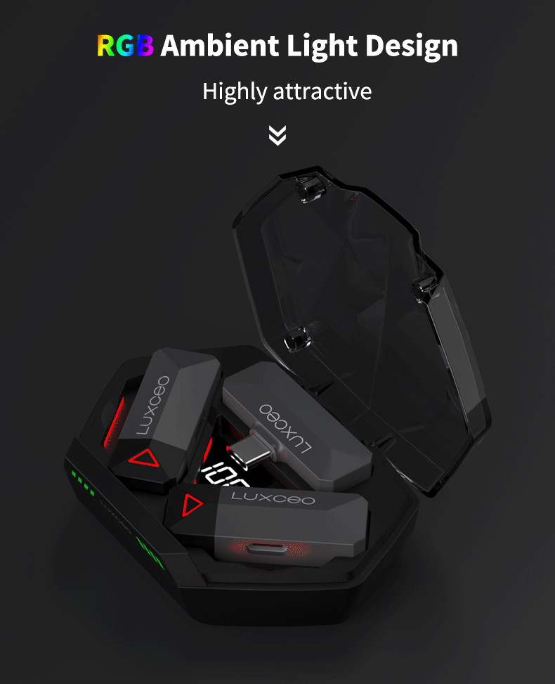 LUXCEO M8/M8 Pro wireless lavalier microphone features a case with RGB ambient light design and is highly attractive.