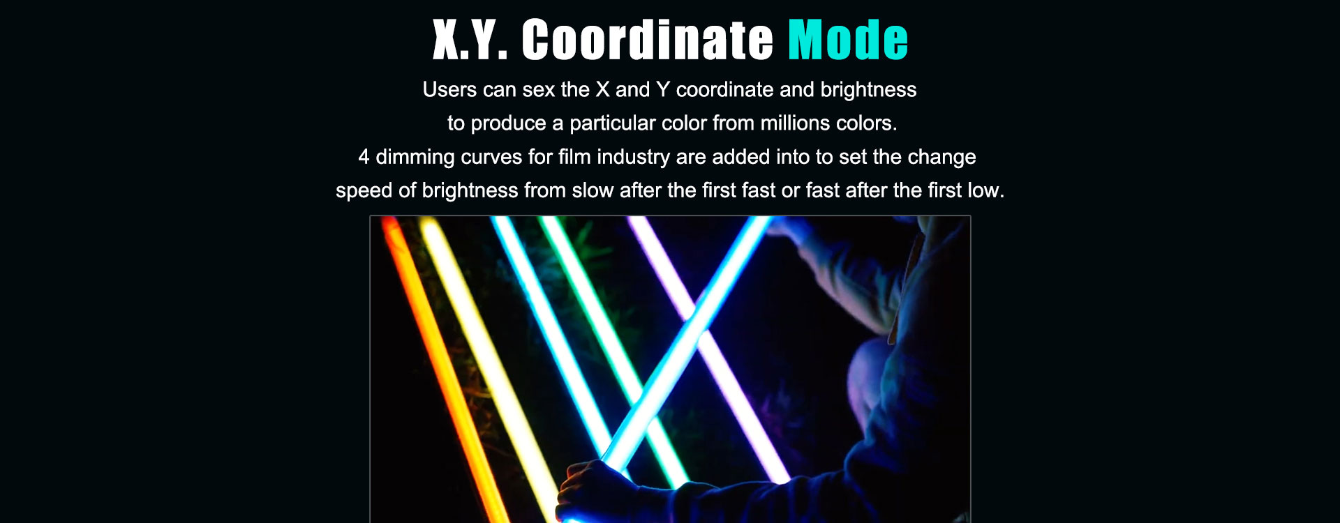 LUXCEO P120S RGB Full Color Video Light shows X.Y. Coordinate Mode, where users can set the X and Y coordinate and brightness to produce a particular color from millions of colors.