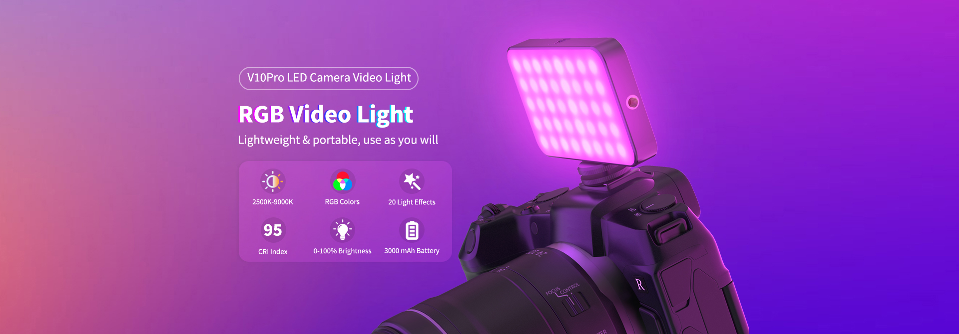 V10Pro RGB portable camera fill light pocket light